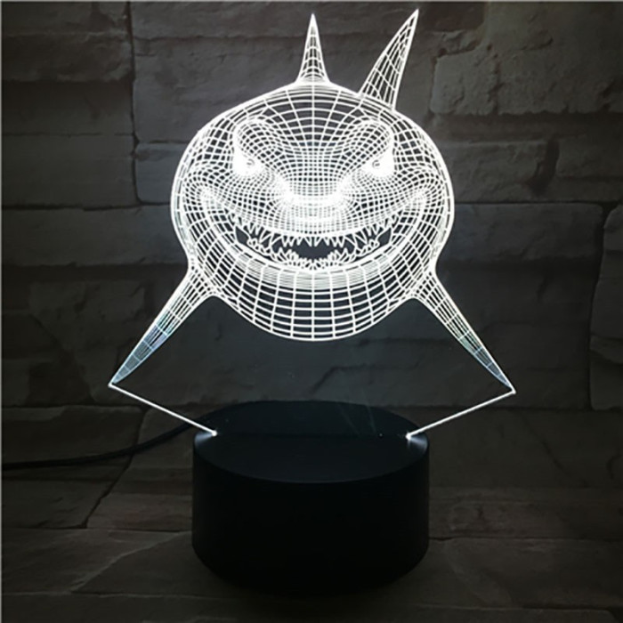 Cápa 7 színű 3D led lámpa