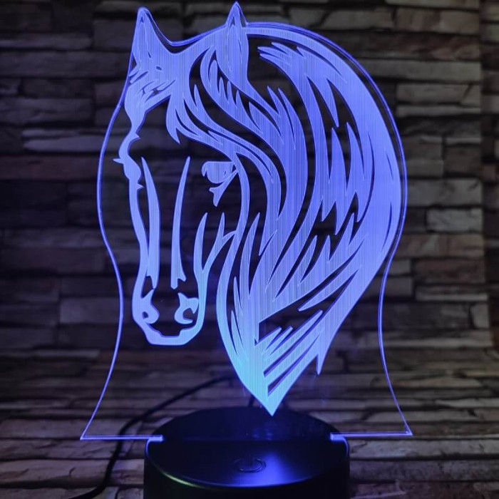 Ló fej 7 színű 3D led lámpa
