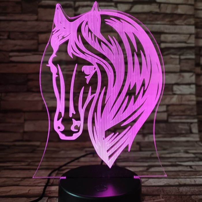 Ló fej 7 színű 3D led lámpa