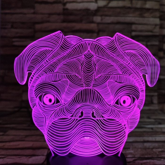 Bordeaux-i dog 7 színű 3D led lámpa