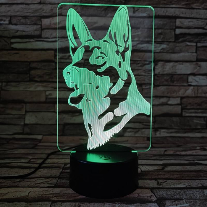 Német juhász kutya 7 színű 3D led lámpa