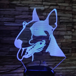 Bullterrier 7 színű 3D led lámpa