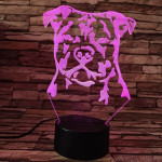 Staffordshire bullterrier 7 színű 3D led lámpa