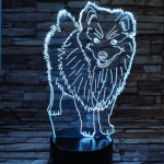 Szamojéd kutya 7 színű 3D led lámpa