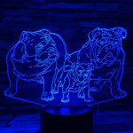 Buldog Család 7 színű 3D led lámpa