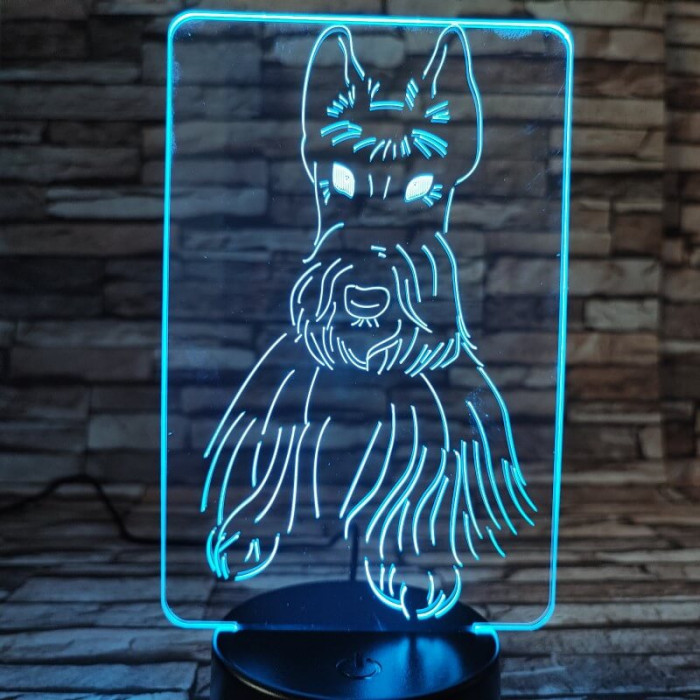 Schnauzer kutyus 3D led lámpa