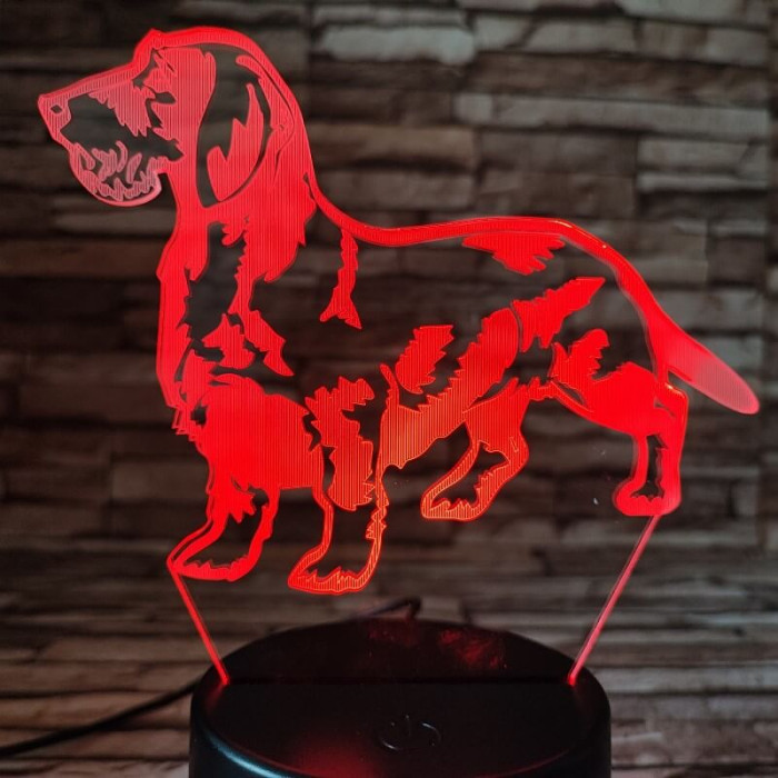 Tacskó drótszőrű 7 színű 3D led lámpa
