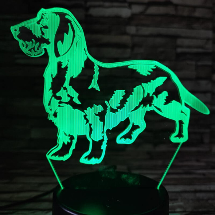 Tacskó drótszőrű 7 színű 3D led lámpa