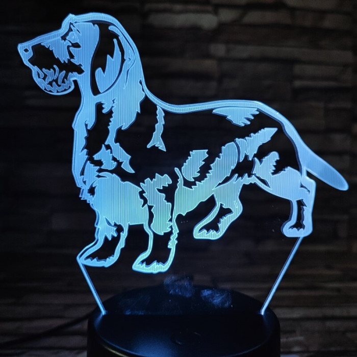 Tacskó drótszőrű 7 színű 3D led lámpa