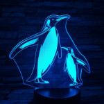 Pingvinek  7 színű 3D led lámpa