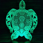 Teknős mandala 7 színű 3D led lámpa