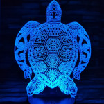 Teknős mandala 7 színű 3D led lámpa