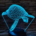 Teknős úszik a tengerben 7 színű 3D led lámpa