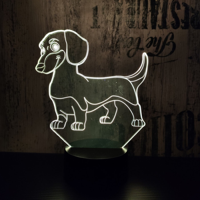 Tacskó kutya 7 színű 3D led lámpa