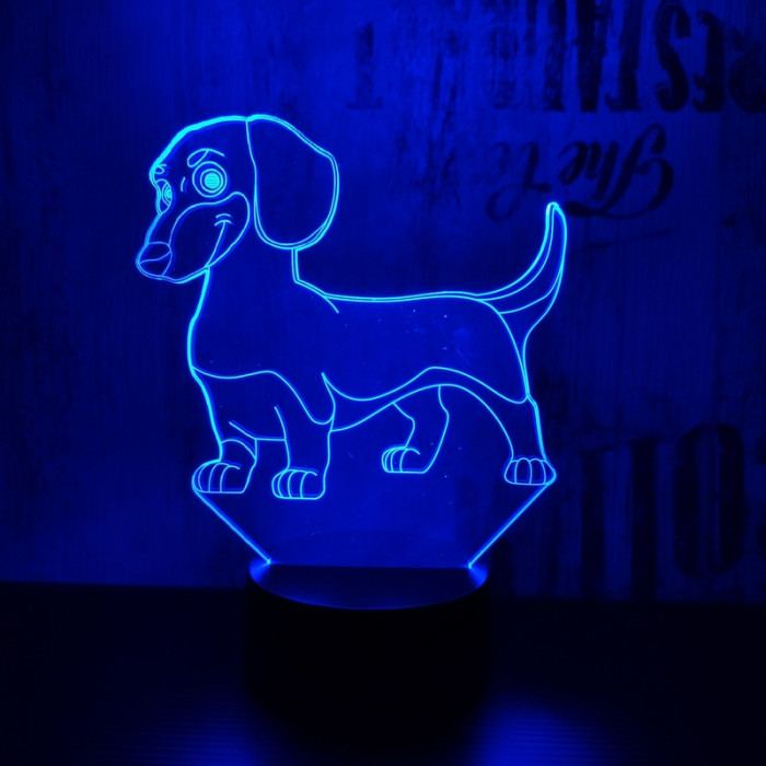 Tacskó kutya 7 színű 3D led lámpa