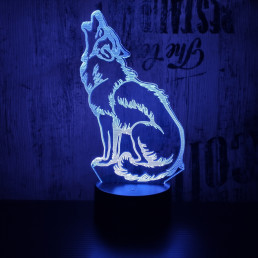 Vonyító farkas 7 színű 3D led lámpa