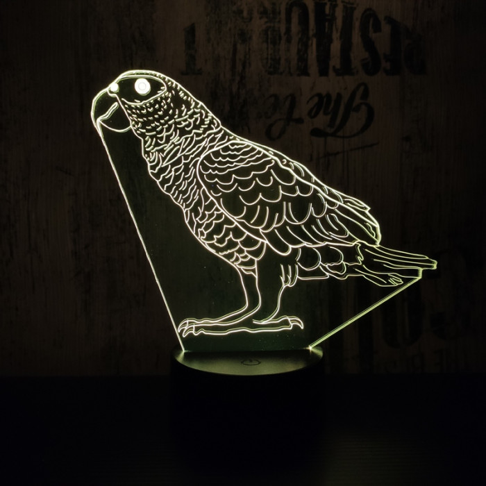 Papagáj  7 színű 3D led lámpa