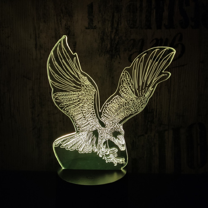 Nagy sas  7 színű  3D led lámpa