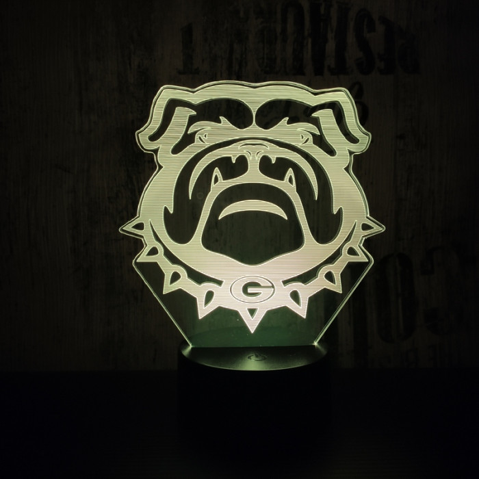 Buldog fej 2 7 színű 3D led lámpa