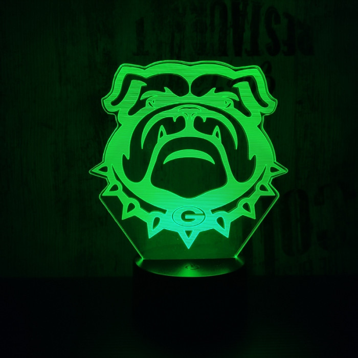 Buldog fej 2 7 színű 3D led lámpa