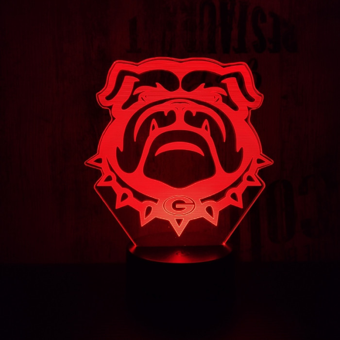 Buldog fej 2 7 színű 3D led lámpa