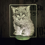 Cica 7 színű 3D led lámpa