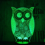 Bagoly 7 színű 3D led lámpa