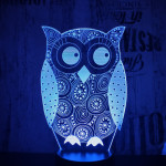 Bagoly 7 színű 3D led lámpa