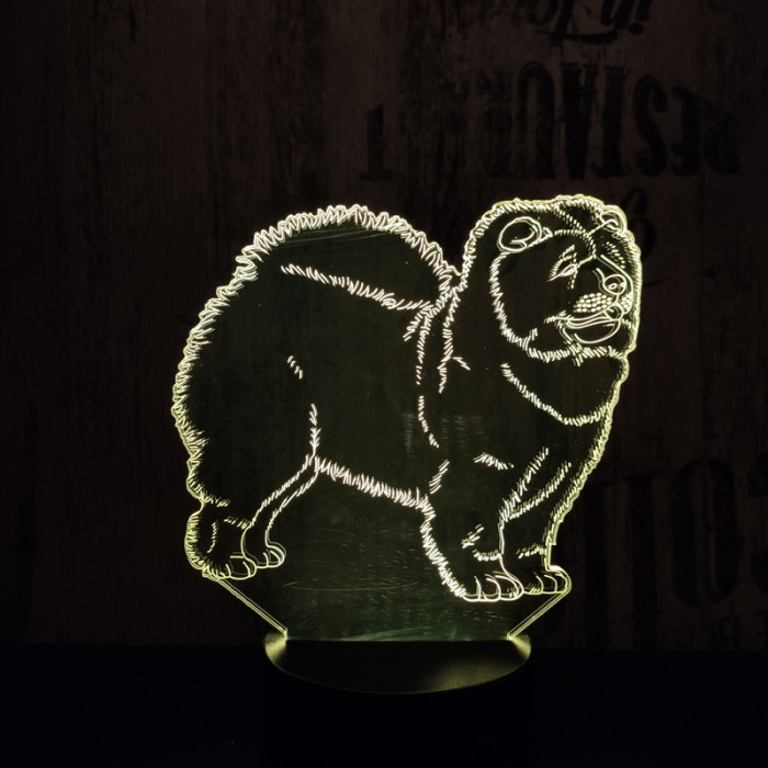 Csau csau kutya 7 színű 3D led lámpa