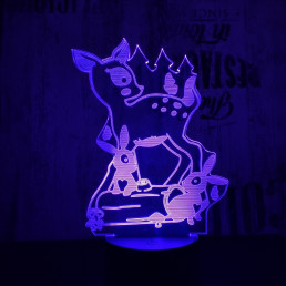 Őzike és a nyuszik  7 színű 3D led lámpa