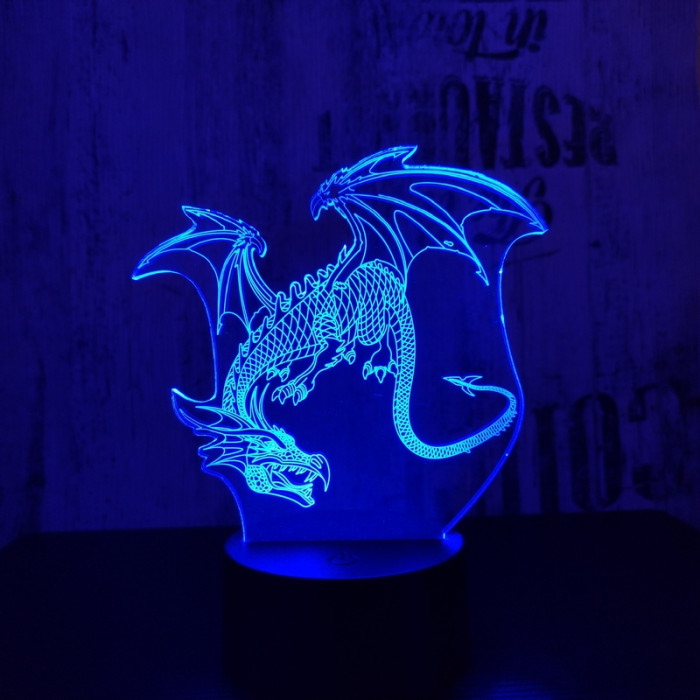 Sárkány 2 7 színű 3D led lámpa