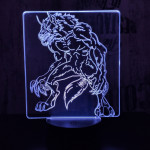 Farkasember 7 színű 3D led lámpa
