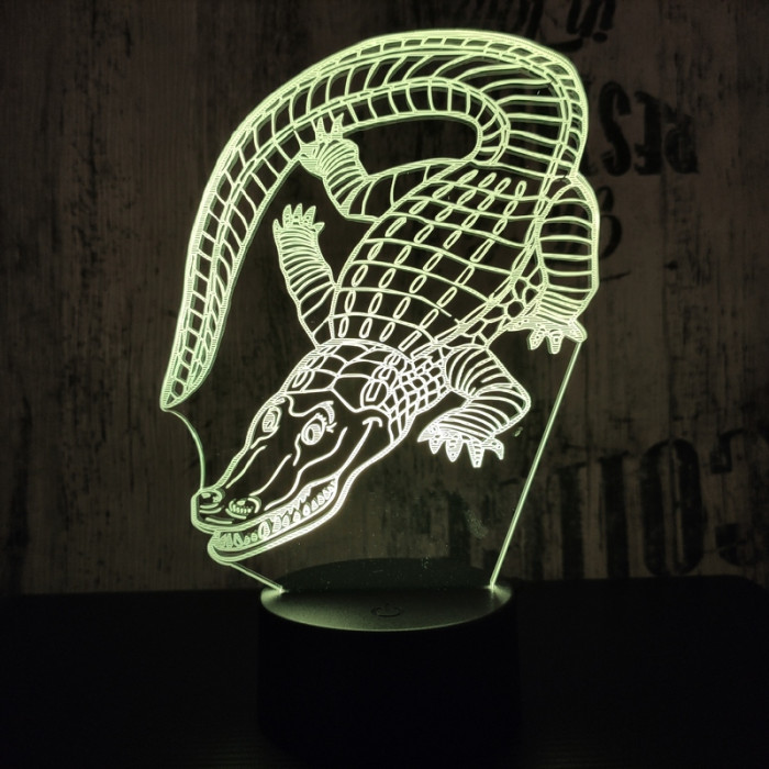 Krokodil 7 színű 3D  led lámpa
