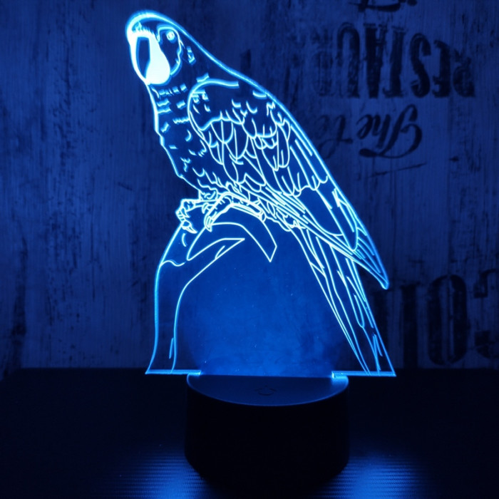 Papagáj 2  7 színű 3D led lámpa