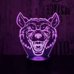 Farkas Fej 2 7 színű 3D led lámpa