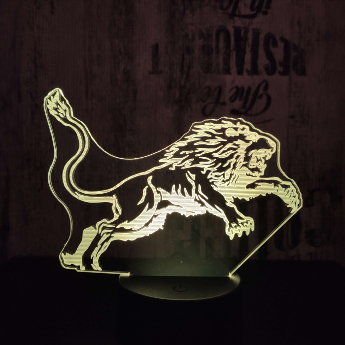Ugró oroszlán 7 színű 3D led lámpa
