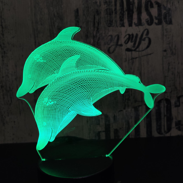 Úszó delfin pár 7 színű 3D led lámpa