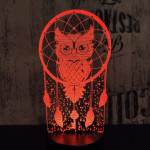 Bagoly Totem 7 színű 3D led lámpa