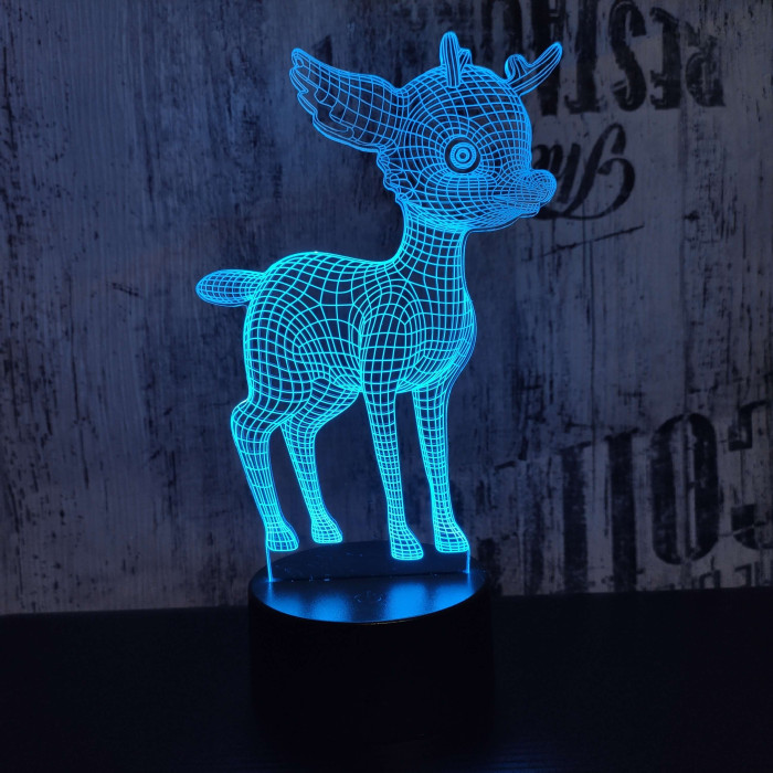 Őzike  7 színű 3D led lámpa