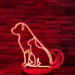 Kutya cica barátság 7színű 3D led lámpa