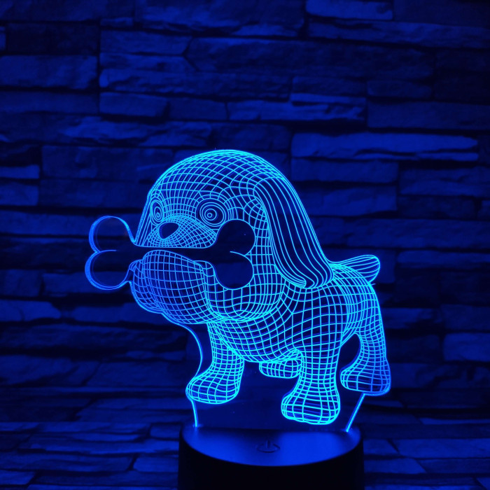 Boxer és a csontja  7 színű  3D led lámpa