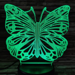 Lepke  7 színű 3D led lámpa