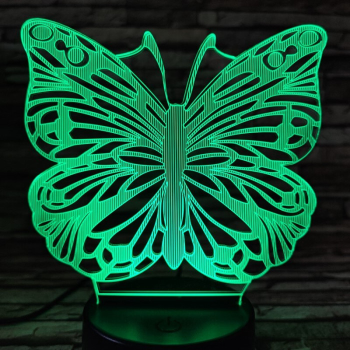 Lepke  7 színű 3D led lámpa