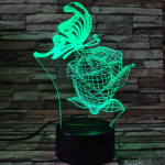Pillangó a rózsán 7 színű 3D led lámpa