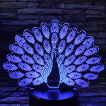 Páva díszes tolla 7 színű 3D led lámpa