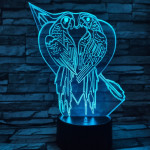 Papagáj Szív 7 színű 3D led lámpa