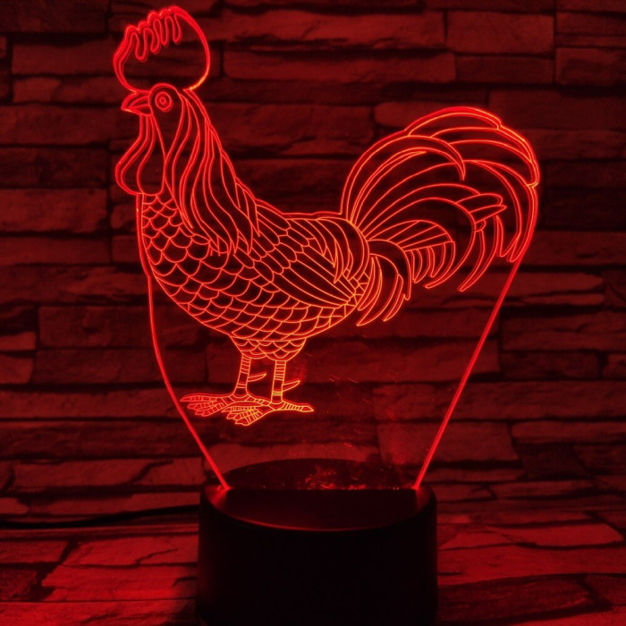 Kakas 7 színű 3D led lámpa