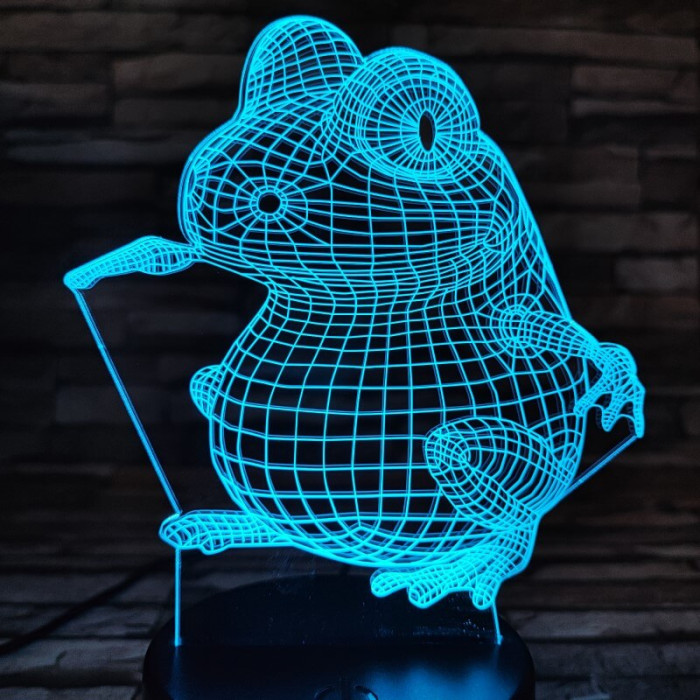 Béka ül 7 színű 3D led lámpa