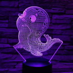 Fóka kicsi 7 színű 3D led lámpa