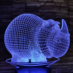 Orrszarvú 2 7 színű 3D led lámpa